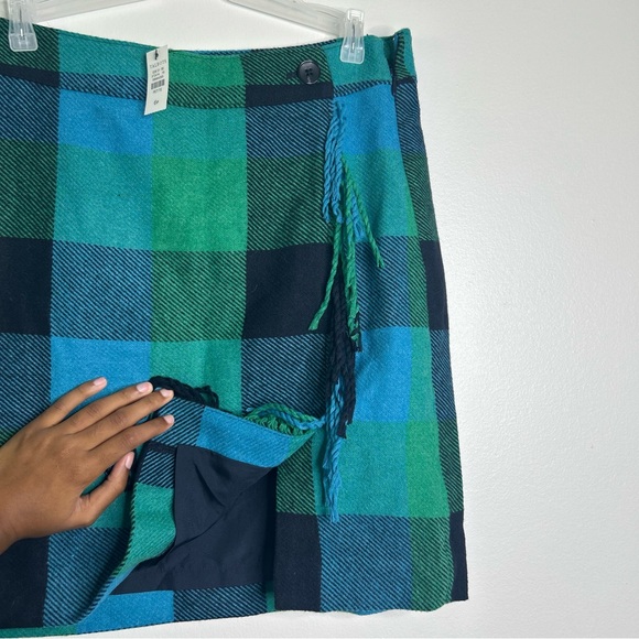 Talbots Green and Blue Plaid Fringe Skirt Size 6 - Picture 6 of 6